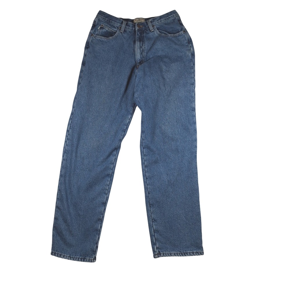 LL Bean Relaxed Fit Fleece Lined Jeans Mens 34x34(32x32) Blue Denim Outdoor